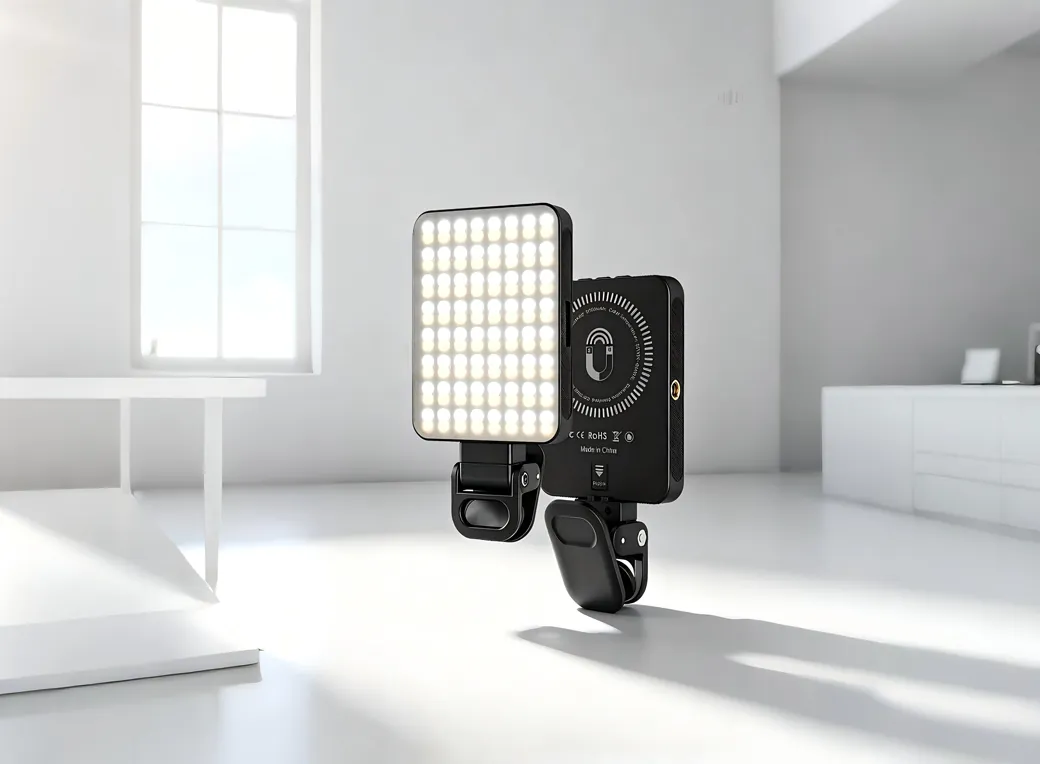 NPTCL pocket RGB LED fill light mounted on a phone for content creators